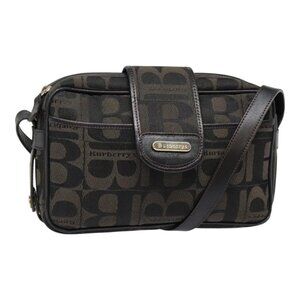 Authentic Burberrys Shoulder Bag Canvas Gold Black